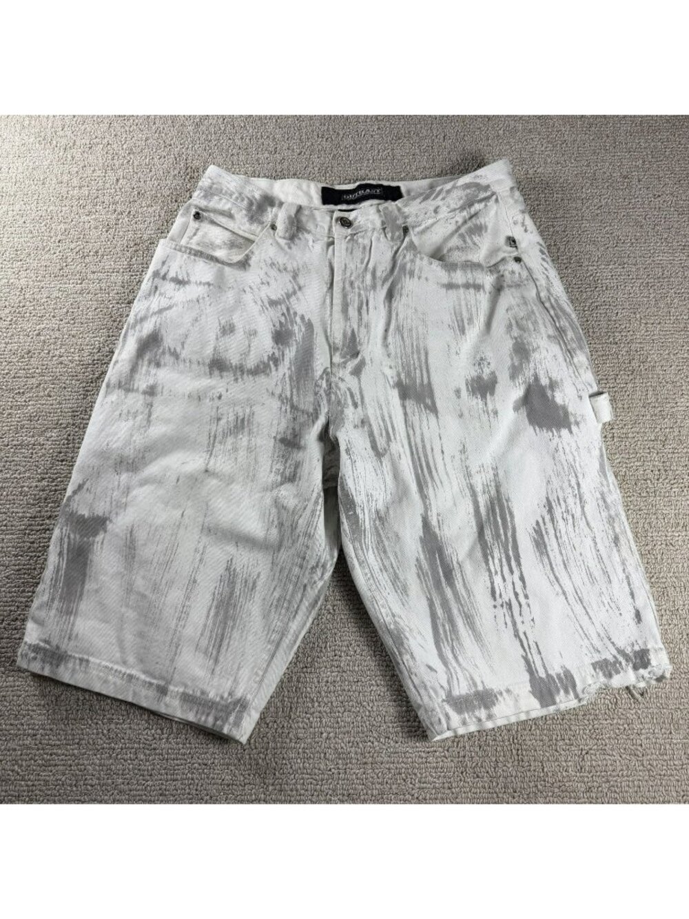 Vintage OutKast Denim Carpenter Paint Brush Shorts White Gray Men’s Size 34 x 12